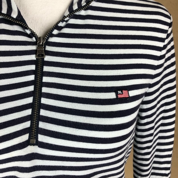 Vintage Ralph Lauren Striped Blue And White - Picture 2 of 4